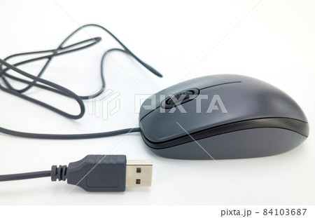 computer mouse on a white background. selective focus. USB connection computer mouse on a white background. selective focus. USB connection 84103687