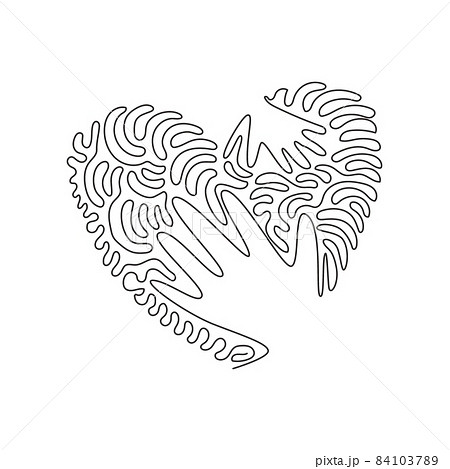 Single One Line Drawing Hand Touching Heart のイラスト素材