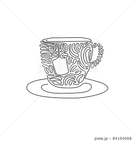 Continuous One Line Drawing Cup With Tea Bag.... - Stock Illustration  [84104008] - Pixta