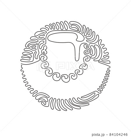 Single one line drawing pearl necklace on mannequin stand. Pendant with gemstones pearls on black mannequin. Swirl curl circle background style. Continuous line draw design graphic vector illustration 84104246