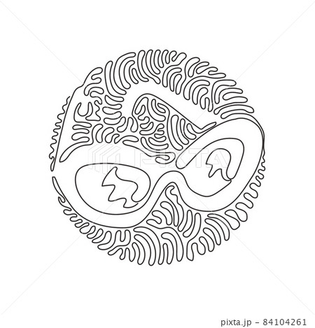 Single one line drawing glasses model, women frames. Sunglasses, eyeglasses. Glasses for traveling or summer. Swirl curl circle background style. Continuous line design graphic vector illustration 84104261