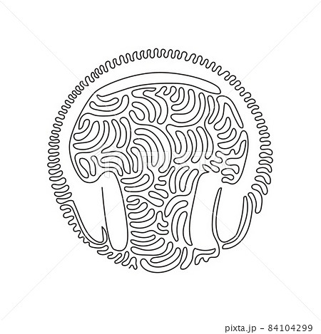 Continuous one line drawing Modern style headphones. Audio headset. Stylish modern headphones with earmuffs. Swirl curl circle background style. Single line draw design vector graphic illustration Continuous one line drawing Modern style headphones. Audio headset. Stylish modern headphones with earmuffs. Swirl curl circle background style. Single line draw design vector graphic illustration 84104299