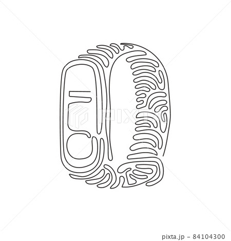 Single one line drawing smart band fitness tracker hand path. Digital smart fitness watch bracelet with touchscreen. Swirl curl style. Modern continuous line draw design graphic vector illustration Single one line drawing smart band fitness tracker hand path. Digital smart fitness watch bracelet with touchscreen. Swirl curl style. Modern continuous line draw design graphic vector illustration 84104300