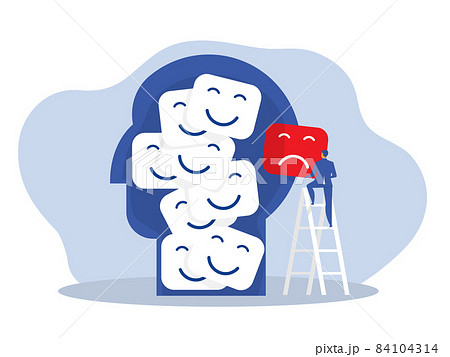 businessman take out face negative from head except positive thinking reaction concept vector 84104314