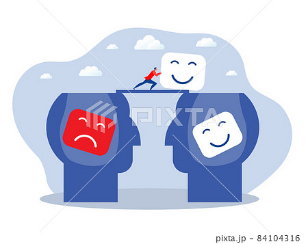 businessman push face positive on head opposite negative reaction concept vector 84104316