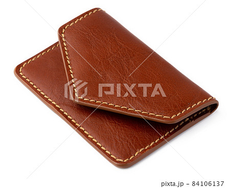 Brown shiny wallet isolated on white background 84106137