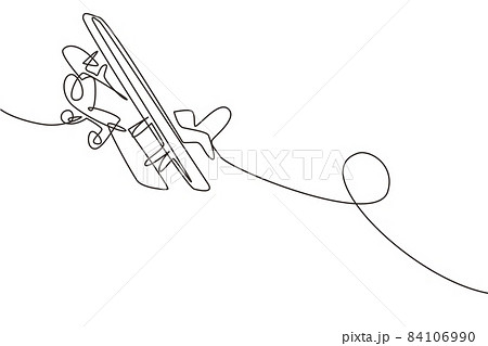 Continuous one line drawing vintage airplanes models. Retro motor aircraft with propeller icon. Monoplane and biplane planes. Air transportation. Single line draw design vector graphic illustration Continuous one line drawing vintage airplanes models. Retro motor aircraft with propeller icon. Monoplane and biplane planes. Air transportation. Single line draw design vector graphic illustration 84106990