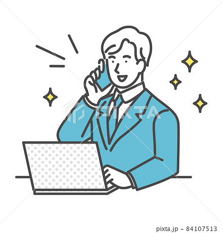 笑顔で仕事をする男性 笑顔で仕事をする男性 84107513