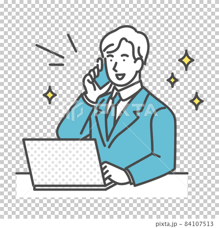 笑顔で仕事をする男性 笑顔で仕事をする男性 84107513