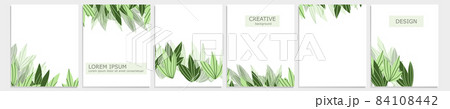 Set of vector cover notebook design. Abstract floral template design with green leaves on white background for notebook paper, copybook brochures, book, magazine. Planner and diary cover for print Set of vector cover notebook design. Abstract floral template design with green leaves on white background for notebook paper, copybook brochures, book, magazine. Planner and diary cover for print 84108442