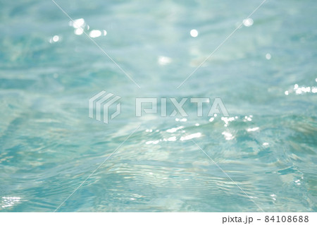 Close-up of blue water in the sea or ocean. Side view. Copy space.Empty showcase,packaging product presentation.Background for cosmetic products. 84108688