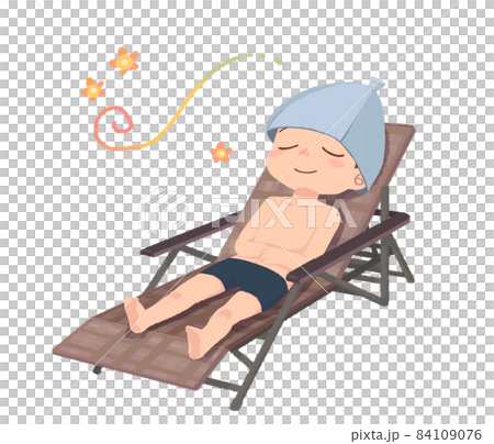 外気浴でととのう水着の男性 84109076