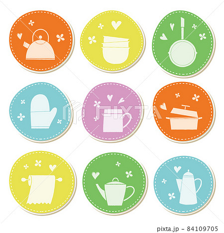 キッチン用品のワッペン風 色セット 84109705