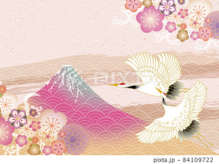 鶴のいる美しい和柄 84109722
