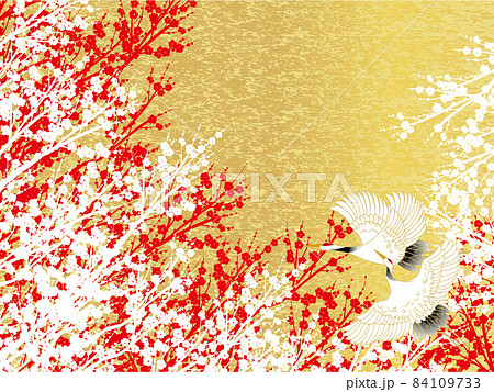 鶴のいる美しい和柄 84109733