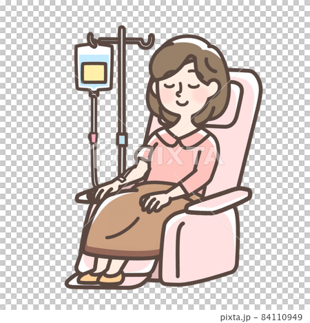 Female receiving an IV drip Female receiving an IV drip 84110949