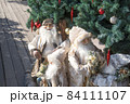 Christmas decorations with santa claus on the wooden floor 84111107