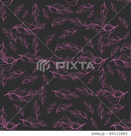Pastel-colored seamless feather pattern. Seamless background with feathers of bird. Boho style 84111665