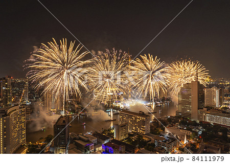 Bangkok Thailand, Fireworks countdown display celebration, Colorful New Year Firework Bangkok Thailand, Fireworks countdown display celebration, Colorful New Year Firework 84111979