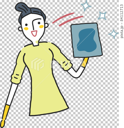 笑顔で雑巾がけする女性 イラスト素材のイラスト素材