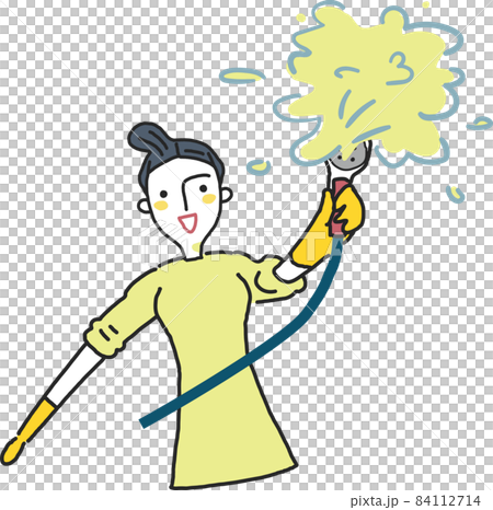 こちらに向かって放水する女性　イラスト素材 84112714