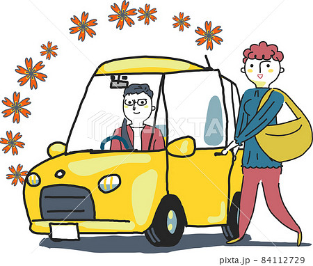カップルと自動車 イラスト素材 カップルと自動車 イラスト素材 84112729