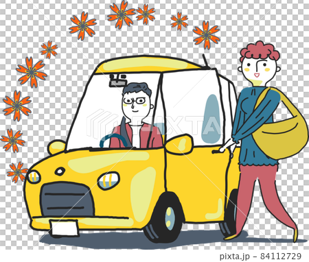 カップルと自動車 イラスト素材 カップルと自動車 イラスト素材 84112729