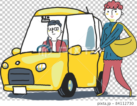 カップルと自動車 イラスト素材 カップルと自動車 イラスト素材 84112730