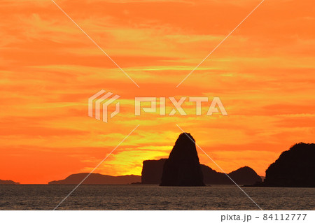 五島灘、角力灘、大角力の夕景 84112777