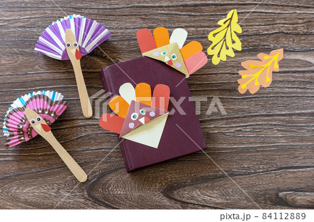 Thanksgiving craft bookmark turkey paper and...の写真素材