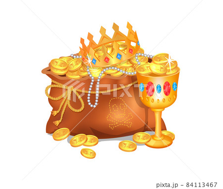 Treasures Set in Bag Poster Vector Illustration 84113467