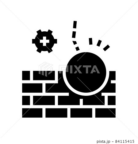 wall building construction dismantling glyph icon vector illustration 84115415