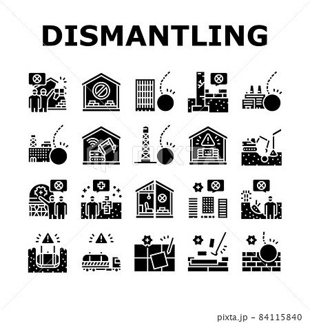 Dismantling Construction Process Icons Set Vector Dismantling Construction Process Icons Set Vector 84115840