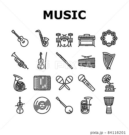 Music Instruments Performance Icons Set Vector 84116201