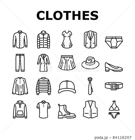 Clothes And Wearing Accessories Icons Set Vector 84116207