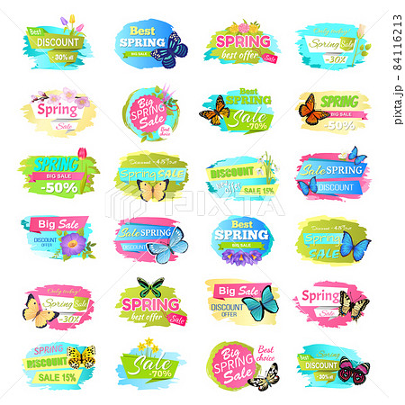 Spring Collection of Banners Vector Illustration Spring Collection of Banners Vector Illustration 84116213