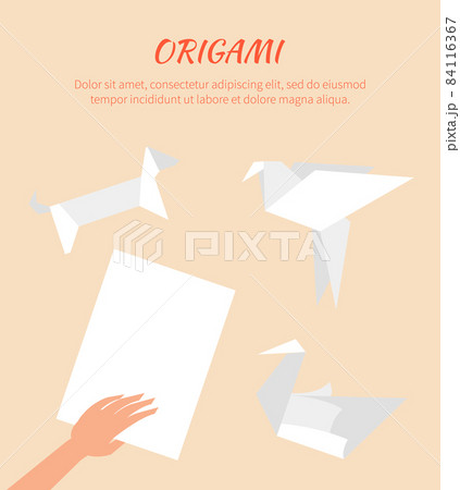 Origami Works, Cute Vector Paper Animals Group 84116367