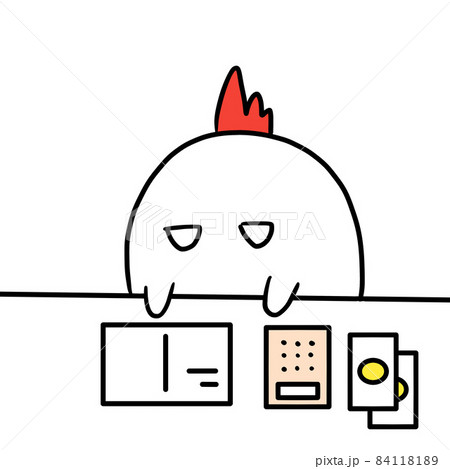 にわとりが家計簿を付けている絵 にわとりが家計簿を付けている絵 84118189