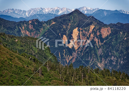 苗場山・神楽ノ峰から見る鳥甲山と白馬岳 苗場山・神楽ノ峰から見る鳥甲山と白馬岳 84118220
