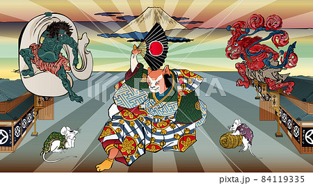 浮世絵 風景 その7＆コラージュのイラスト素材 [84119335] - PIXTA