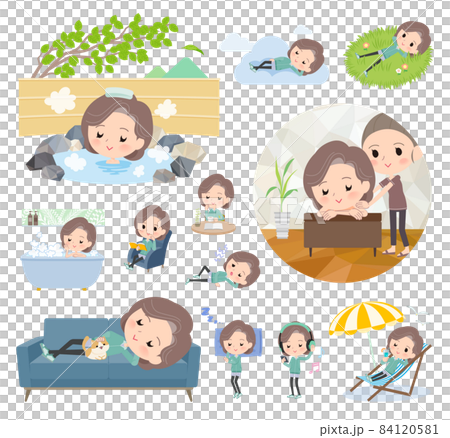 套放鬆的綠松石球衣中年婦女 84120581