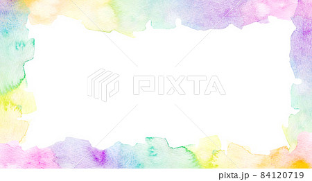 背景素材　水彩テクスチャー　虹色ストライプ 84120719