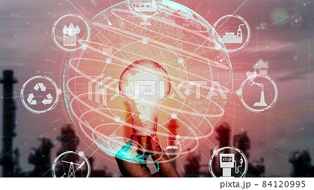 Energy innovation light bulb conceptual graphic interface 84120995