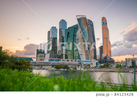 Modern skyscrapers of Moscow city skyline at twilight 84123426