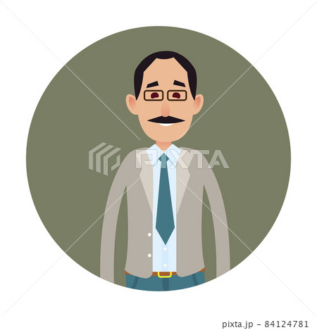 Joyed Businessman or Clerk Flat Vector Icon 84124781