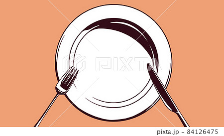 ナイフとフォークを使う食事　背景装飾　食器　皿　テーブルマナー　レストラン 84126475