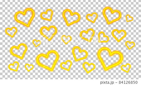 黄色のハートの輪っかパターンエフェクトのイラスト素材