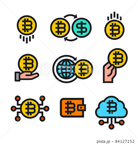 Cryptocurrency Bitcoin Icon Set 84127252
