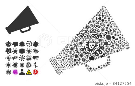 Collage Megaphone Icon of Flu Viruses 84127554