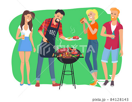 Barbecue Party and People Vector Illustration Barbecue Party and People Vector Illustration 84128143